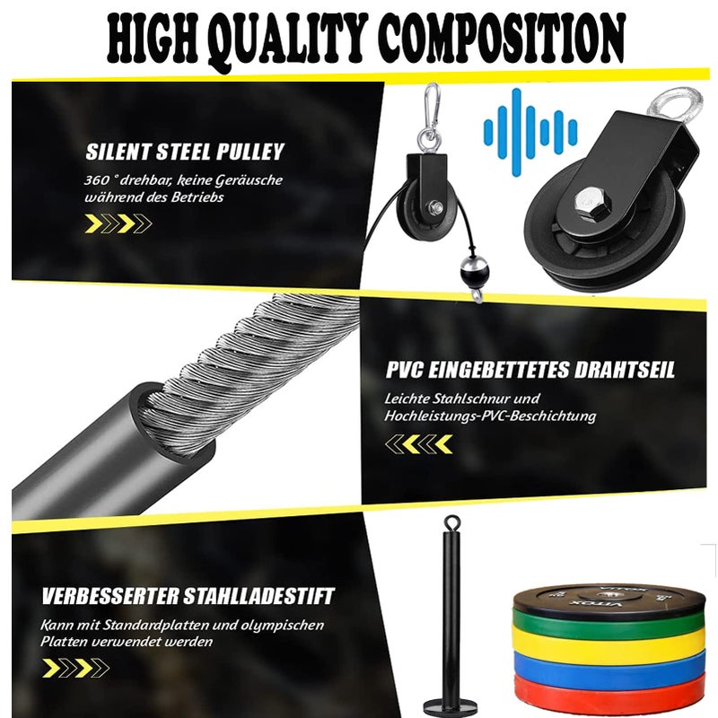 Monfasye Mtgluk Cable Pulley System Upgraded DIY LAT and Lift Weight Pulley Machine Attachment Home Gym Forearm Wrist Roller for Triceps Pull Downs Biceps Curl Forearm Shoulder (Straight + Tricep) - Image 4